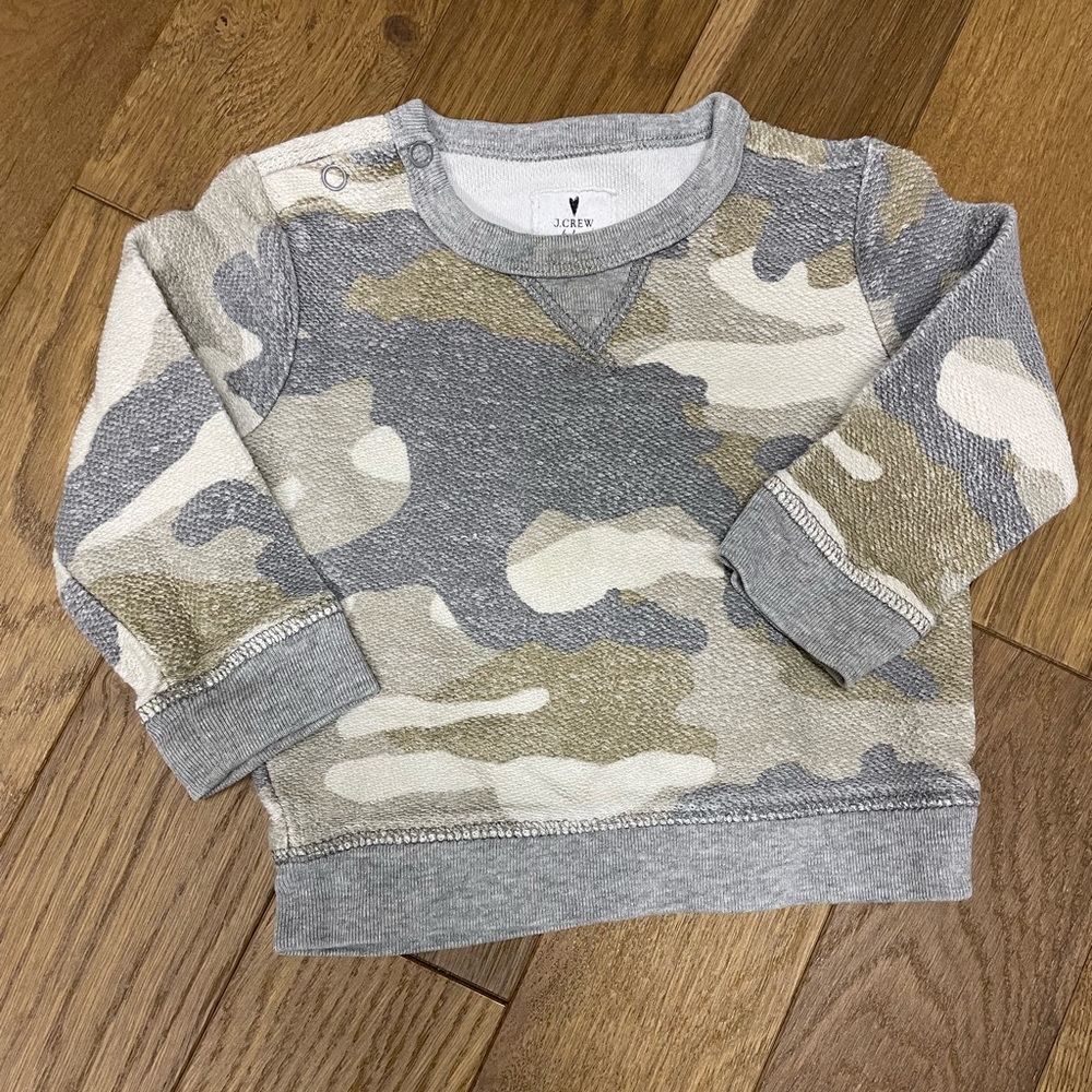 J Crew baby camo terry sweatshirt